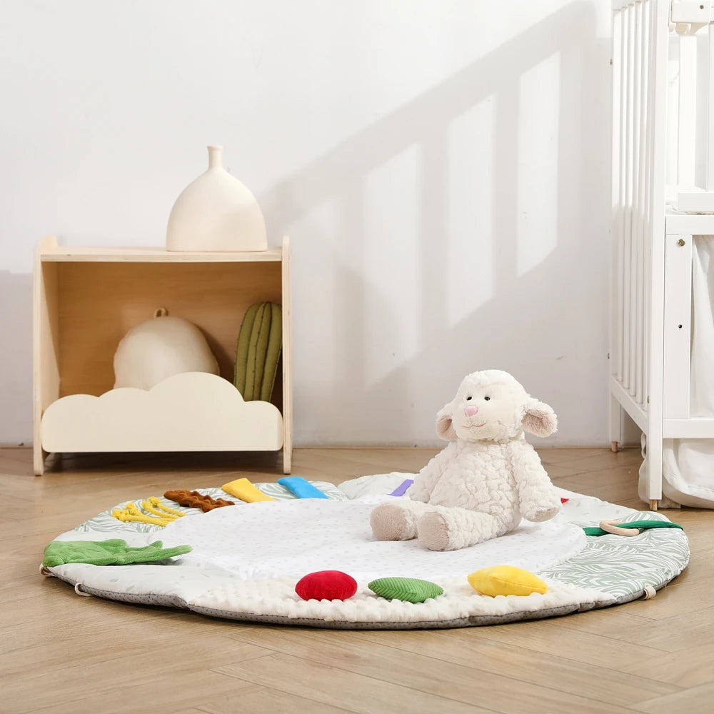 Wooden Baby Play Gym Music Activity Mat 0-12 Baby Months Exercises For The Limbs Sensory Development Toys Mobile Suspended Bell