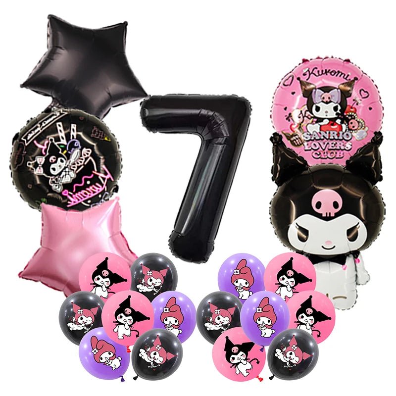 Kuromi Birthday Party Decoration Backdrop Disposable Tableware For Kids Event Supplies Latex Foil Balloons Banner