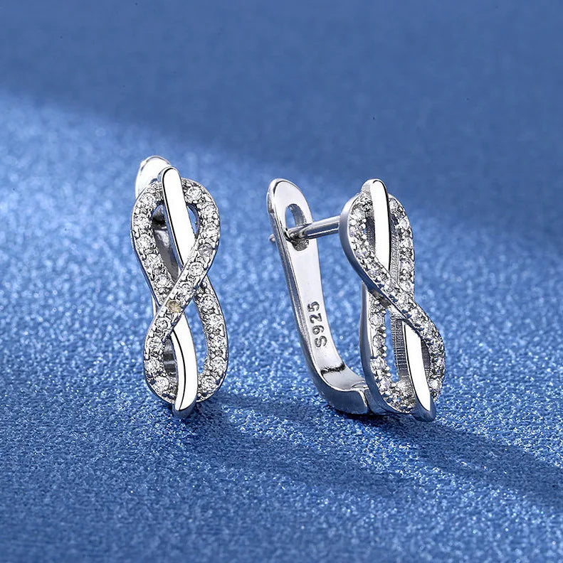 925 Sterling Silver Earrings Jewelry High Quality Retro Simple Pattern Purple White Zircon Earrings Hot Sale
