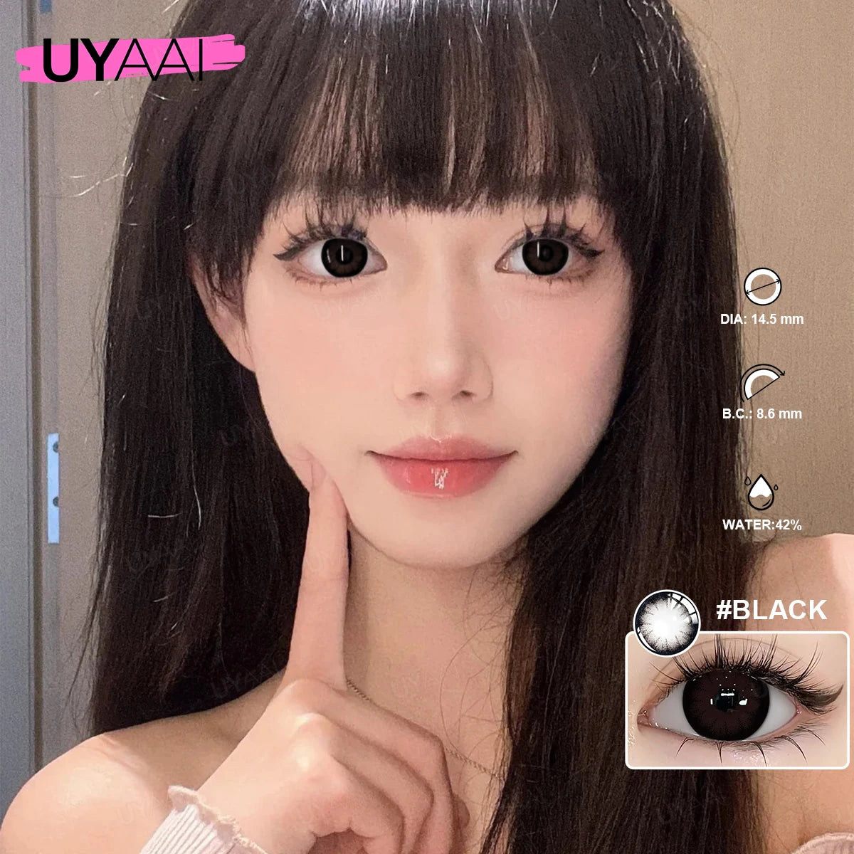 UYAAI Contact Lenses Color Contact Makeup Colored Pupils Black Natural Pupils Beauty 14.5mm Big Black Lenses Brown Contacts Lens