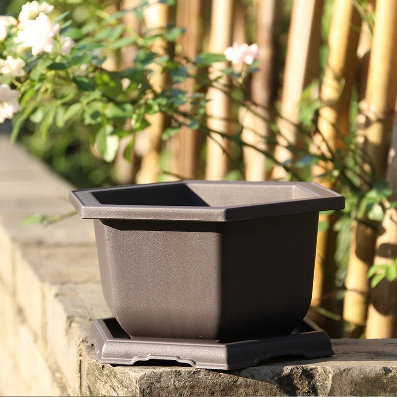 Outdoor Garden Landscape Bonsai Tray Square Rectangular Flowerpots Imitation Purple Clay Succulent Plants Pots 	
Pots for Plants