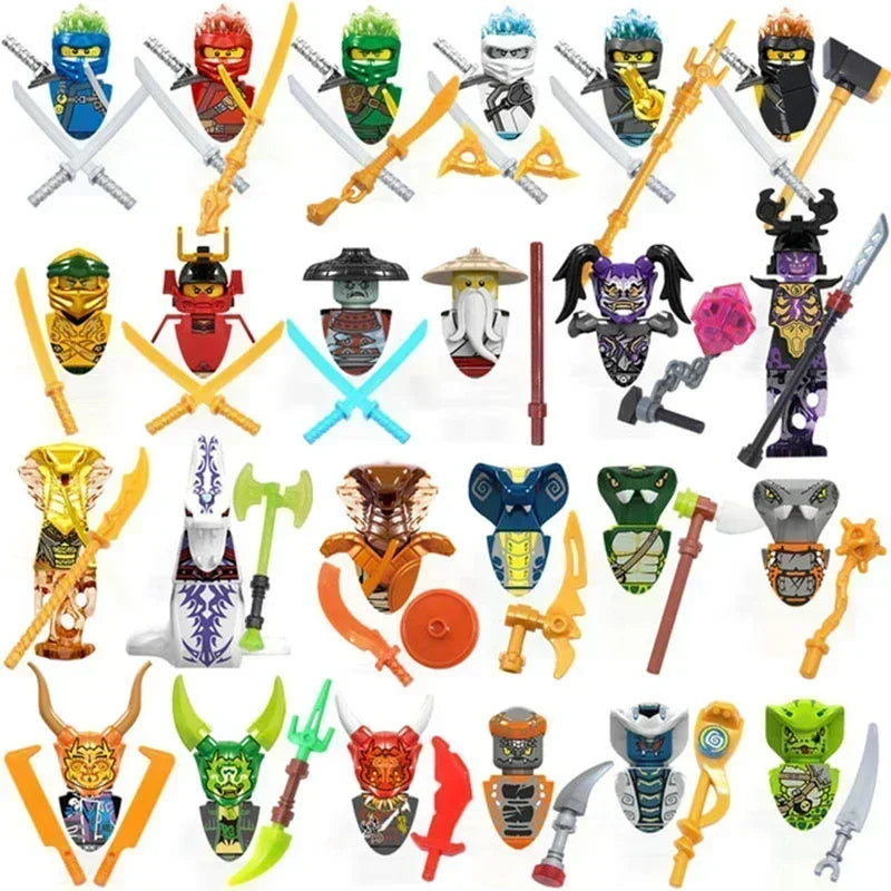 24 Pieces Anime Characters Ninja Figures Garmadon Jay Lloyd Samukai Cole Harumi Ultra Violet Pyro Snake Building Block Kids Toys