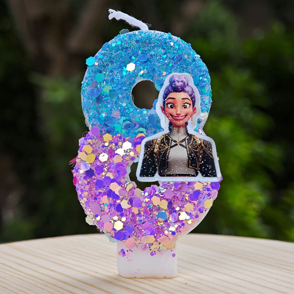 New Kpop Demon Hunters Theme Candle Number 0-9 Birthday Party Cake Decoration Cartoon Baby Shower Supplies Kids Gifts
