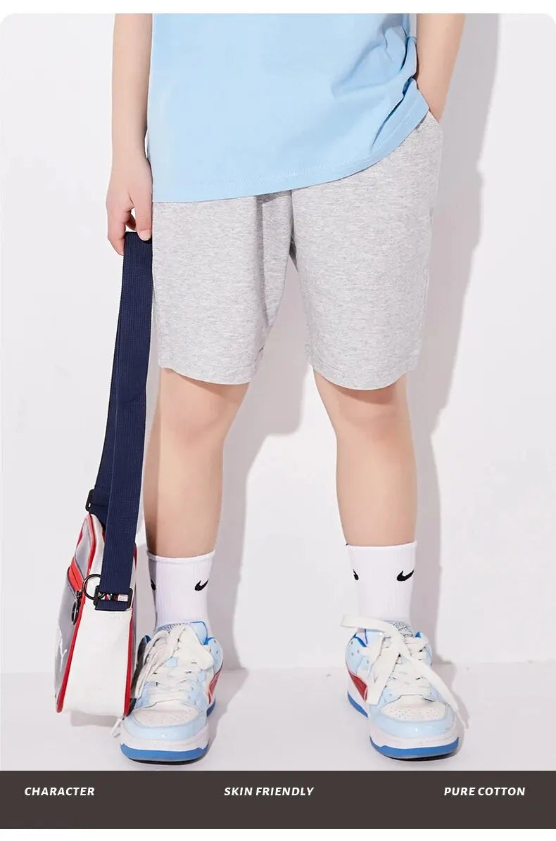 3-14years Boys Summer Shorts Solid Cotton Kids Short Sweatpants Children Elastic Waist Half Pants