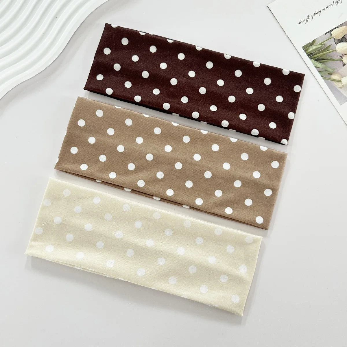Y2K Retro Boho Breeze Wind Dot Stretch Women's Hairbands Korean Ins Fashion Wide Headbands Yoga Sports Dating Hair Accessories