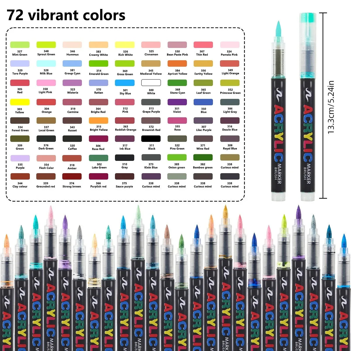 12-288 Colors Flexible Brush Acrylic Markers Set for Rock Wood Canvas Glass Stone DIY Crafts Painting Art Supplies