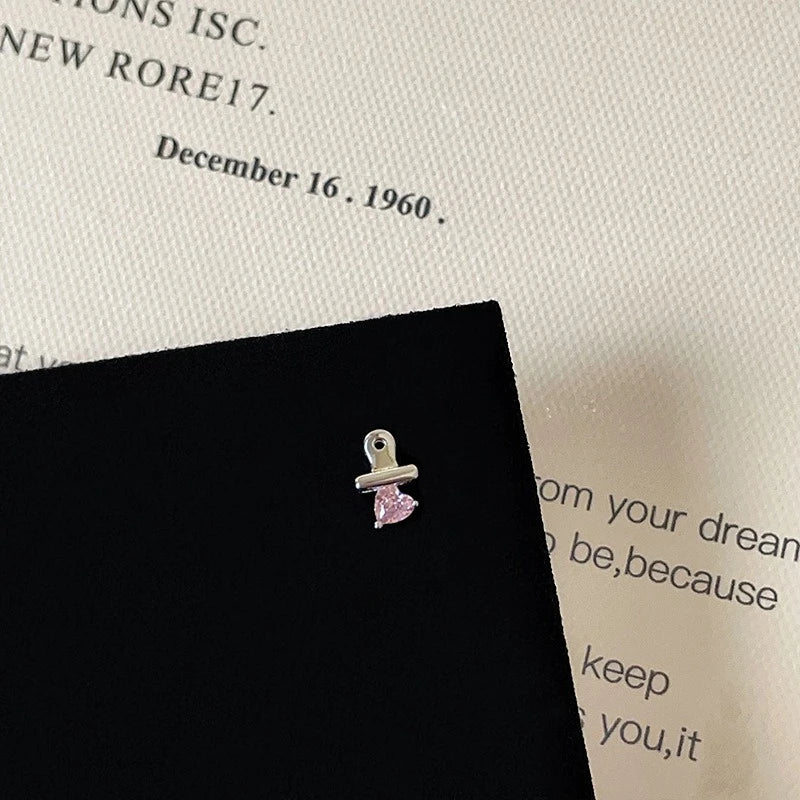 1 PCS Korean Style Cute Pink Zircon Crystal Ear Bone Nail 316L Stainless Steel Kpop Earrings for Women Cartilage Jewelry Gift