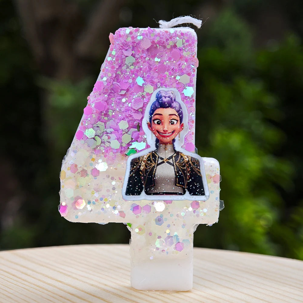 New Kpop Demon Hunters Theme Candle Number 0-9 Birthday Party Cake Decoration Cartoon Baby Shower Supplies Kids Gifts