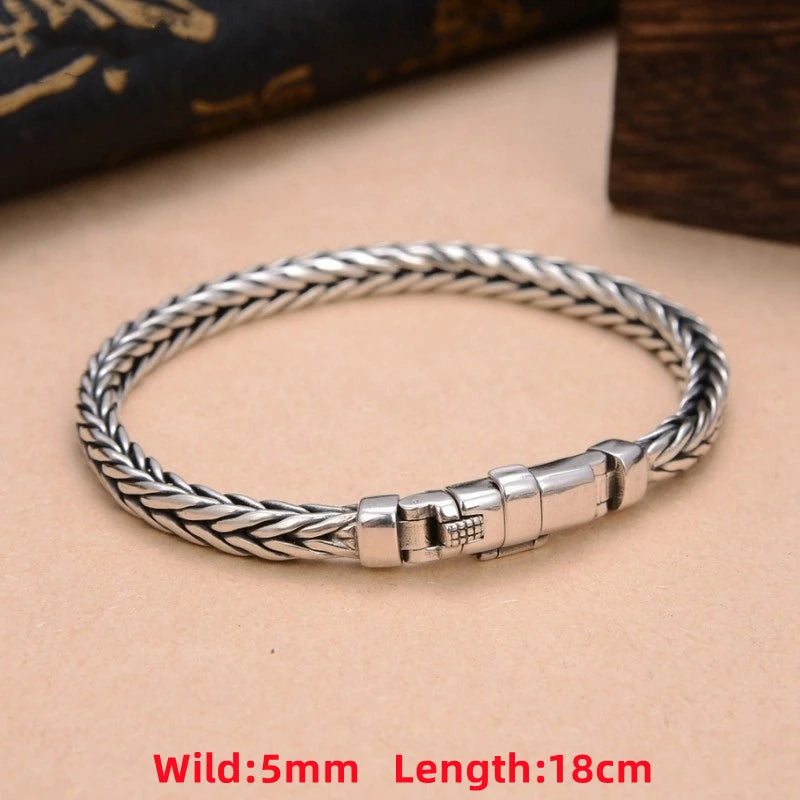 S925 Sterling Silve Twisted Bracelets For Men Hip Hop Handmade Exquisite Unique Fashion Jewelry Gift Factory Price
