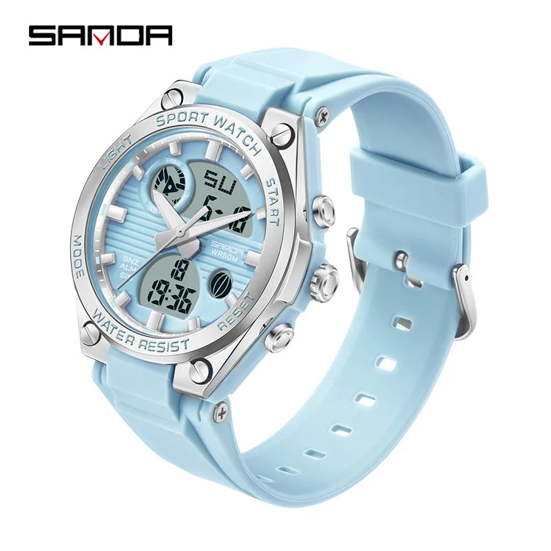 SANDA Girl Electronic Top Brand G Style LED Digital Watch Women Sport Chronograph Lady Quartz Wristwatch 50m Waterproof Female