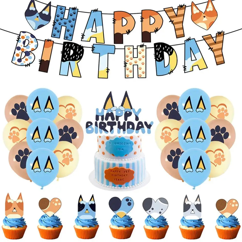 New Cartoon Dogs Birthday Party Decoration Full Set Kit
