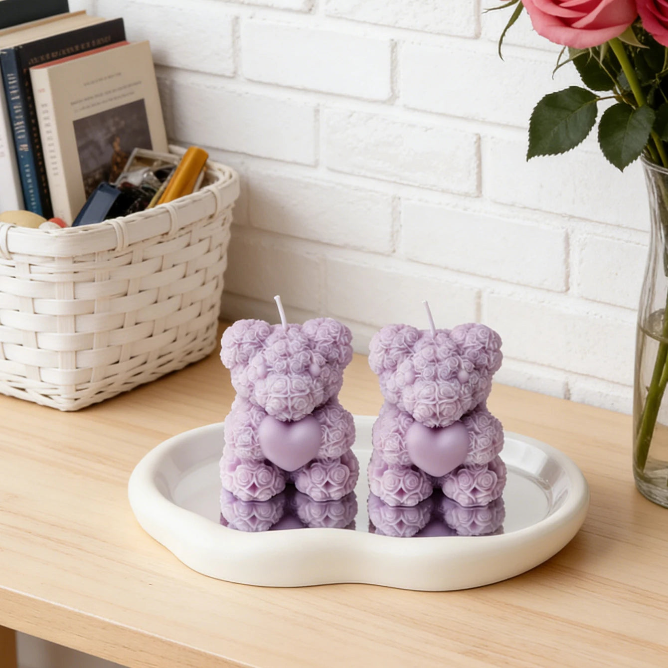 Rose Bear Scented Candles - Cute Decorations & Handmade Gifts for Women / Friends, Ideal for Wedding Souvenirs,  Valentine's Day
