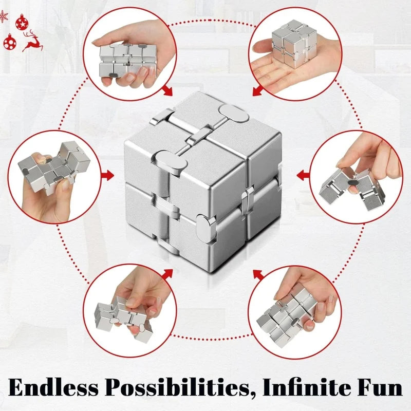 Metal Infinity Fidget Cube for Stress and Anxiety Relief/ADHD, Fidget Finger Toys Durable Sensory Gift for Adults Teens