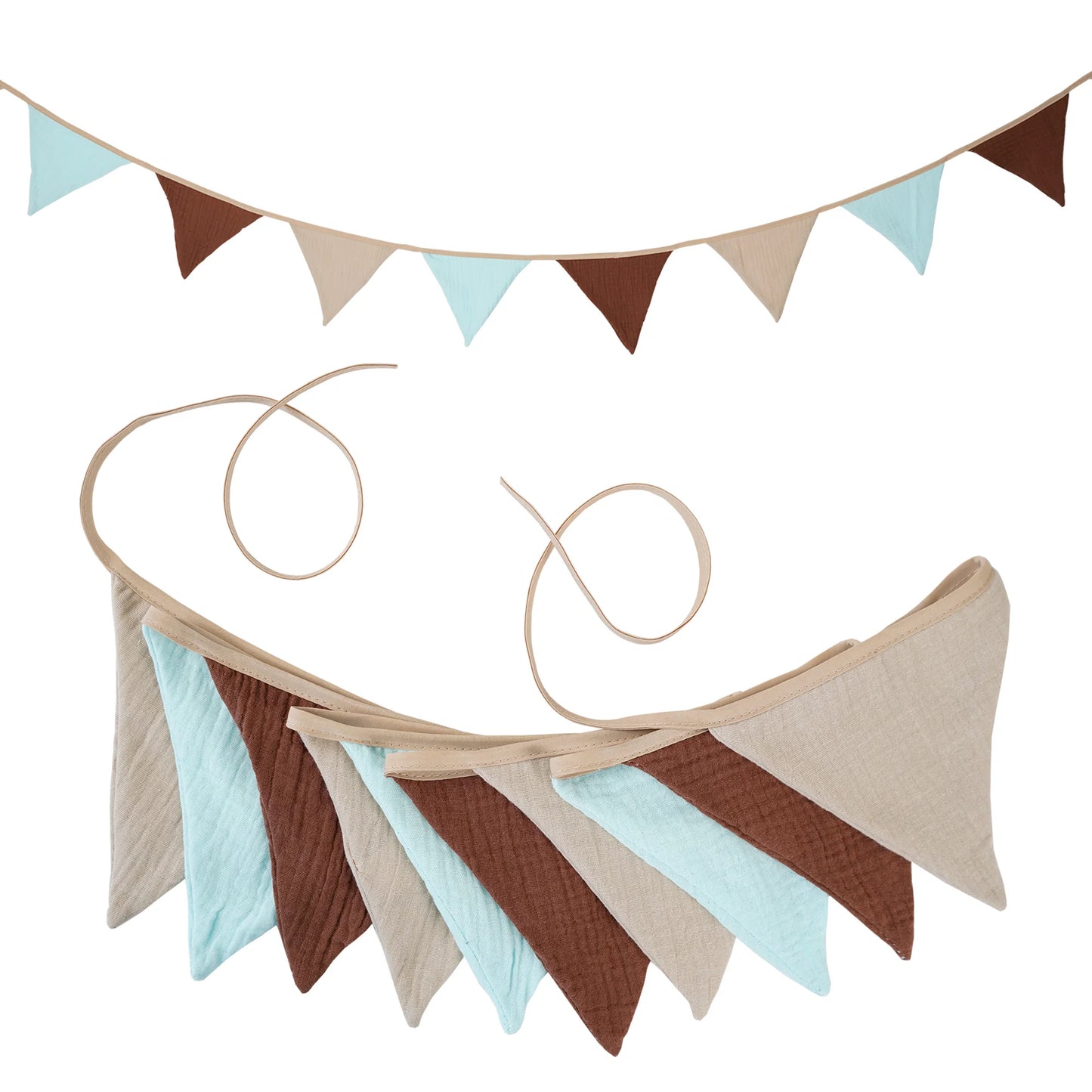 2.6M Nursery Fabric Bunting 10 Triangle Pennant Flags Party Decor Banner Home Baby Shower Carnival Garland