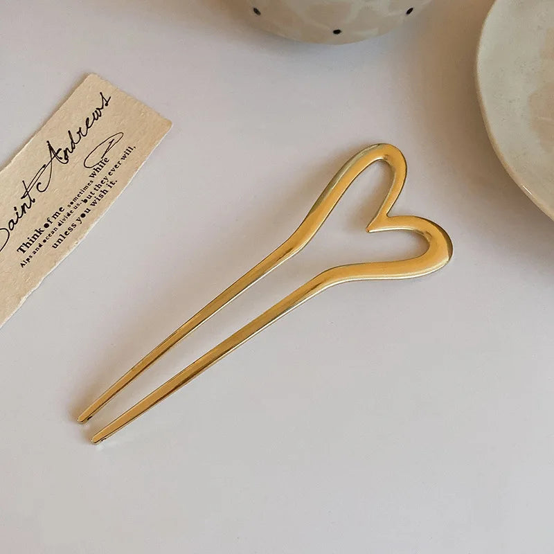 Vintage Metal U-Shaped Hair Fork Fashion Geometric Irregular Alloy Hairpin Clips Headwear Women Girls Simple Hair Sticks Gifts