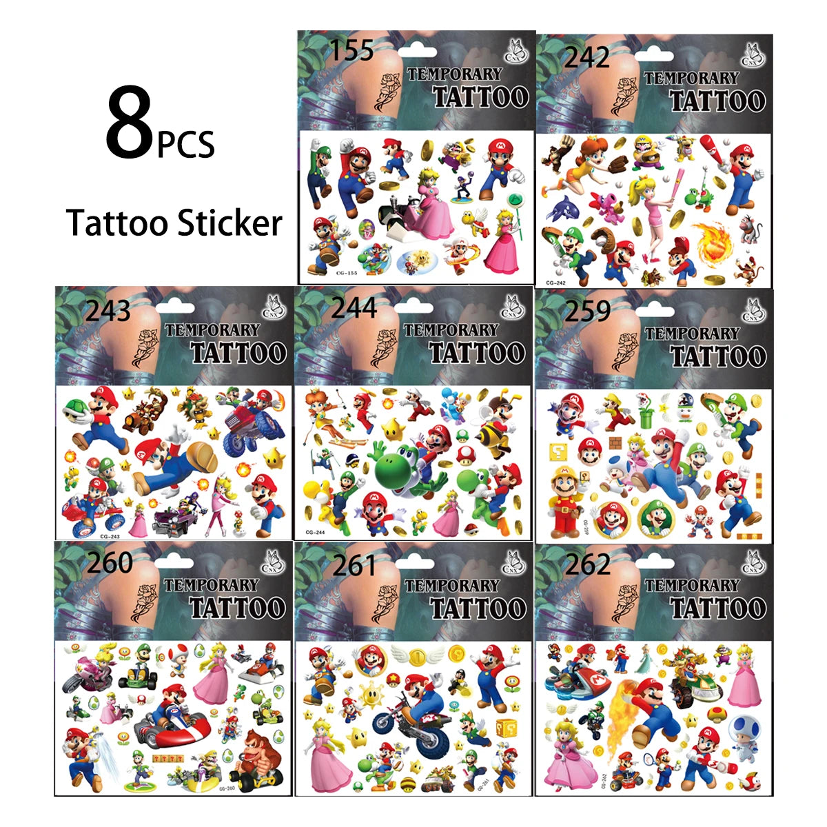 Super Marios Bro Kids Birthday Party Favor Supplies Reusable Masks Slap Bracelets Paper Bags Keychains Gift Bag Ring Decorations