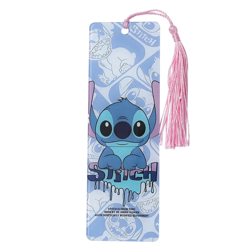 Cute Lilo & Stitch Acrylic Bookmark with Tassel Cartoon Anime Book Marker for Students Book Lovers Reading Decoration Stationery