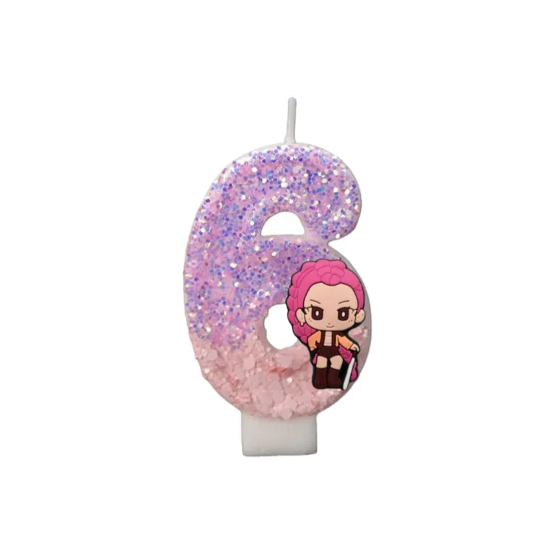 Cartoon Cute Girl Group Hunters Digital Candle Number 0-9 Kids Birthday Cake Decoration Supplies Party Accessories Supplies