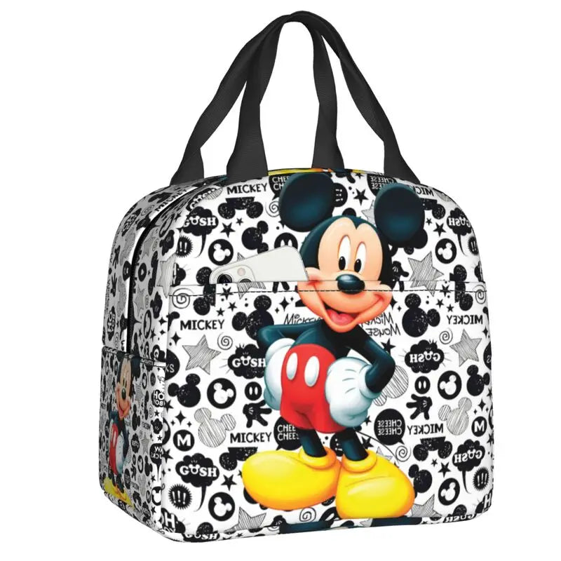 Custom Mickey Pink Minnie Mouse Lunch Bag Women Creative Design Cooler Warm Insulated Lunch Box for Kids School