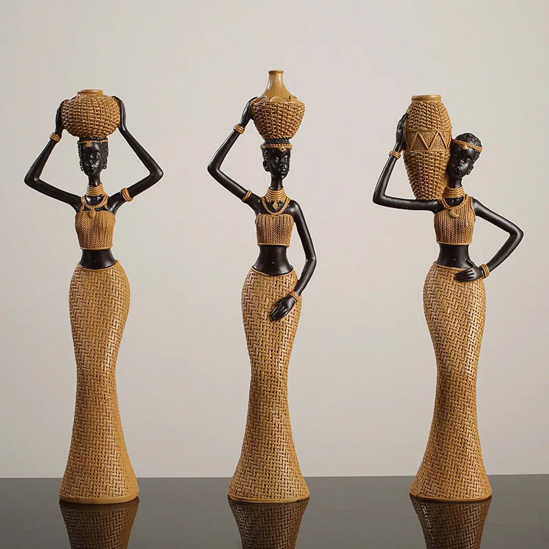 African Girl Home Ethnic Style Craft Resin Ornament