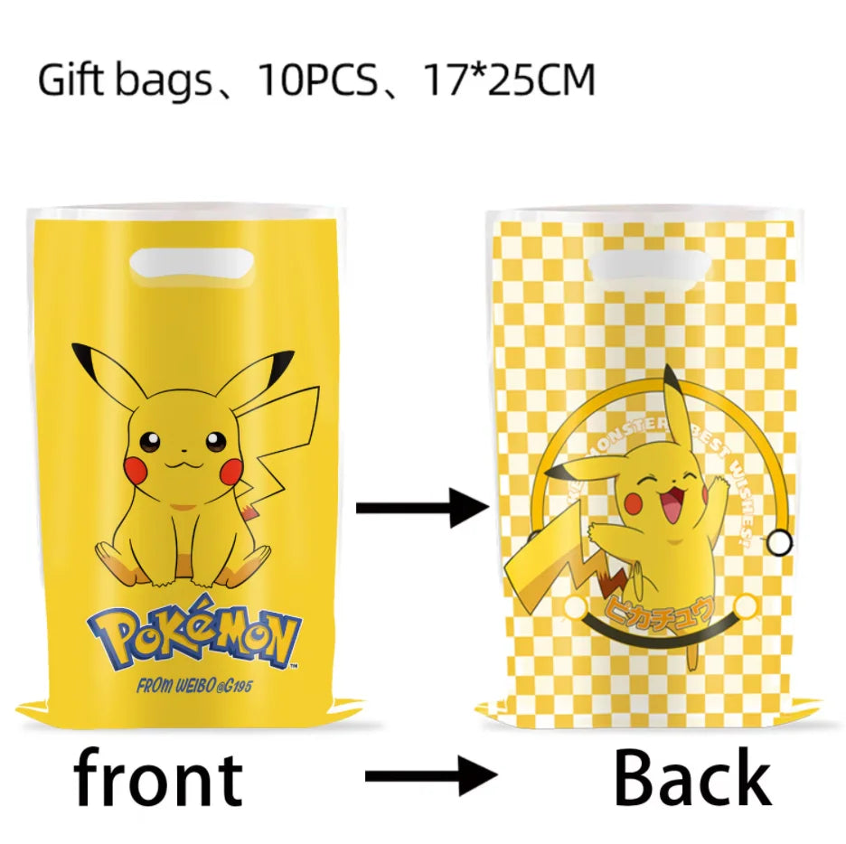 Decoration Pokemon Birthday Party Hats Pikachu Disposable Tableware Tablecloth Cup Plate Napkin Baby Shower Party Favors Pokemon