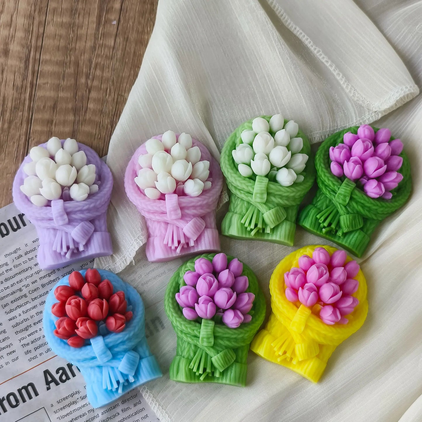 Aroma Candle Plaster Car Diffuser Stone Molds Handmade Candy Chocolate Making Mould DIY Tulip Love Flowers Silicone Mold