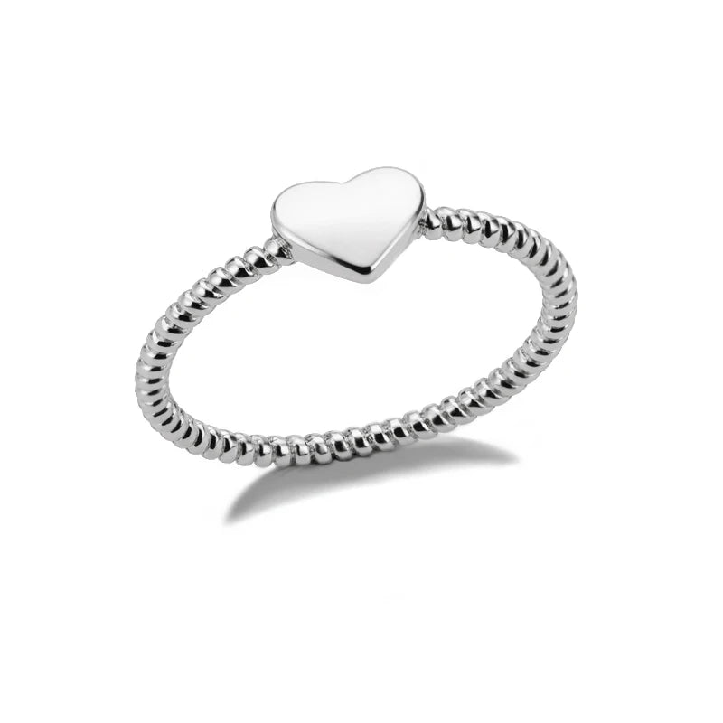Cute Heart Rings For Women Stainless Steel Gold Color Spiral Twist Finger Ring Aesthetic Wedding Jewelry Anniversary Gift