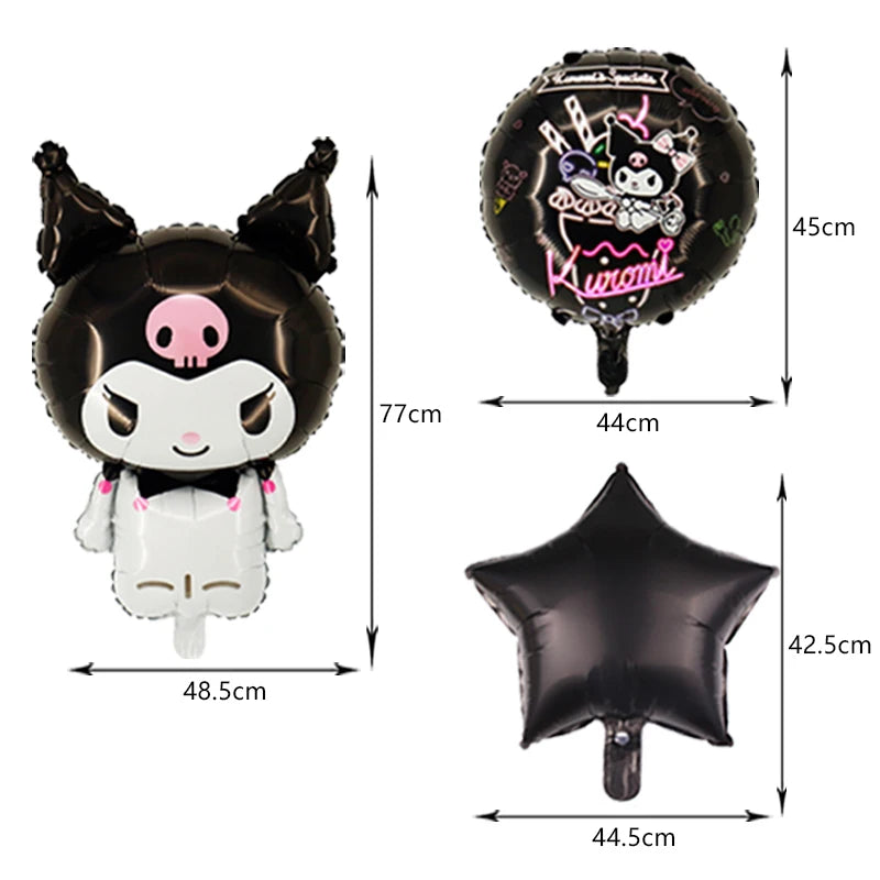 Kuromi Birthday Party Decoration Backdrop Disposable Tableware For Kids Event Supplies Latex Foil Balloons Banner