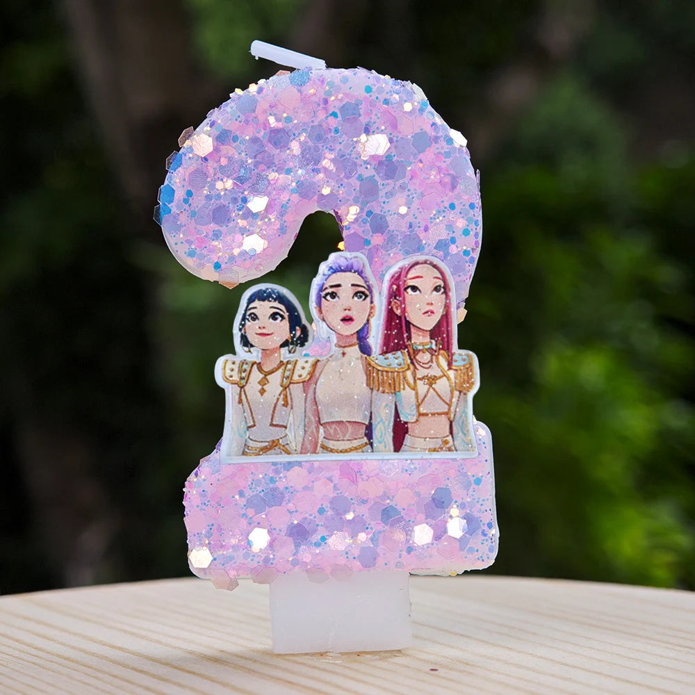 Kpop Demon Hunters Candle Number 0-9 Soccer Candle Cake Decoration Birthday Party for Kids Baby Shower Decor Gift