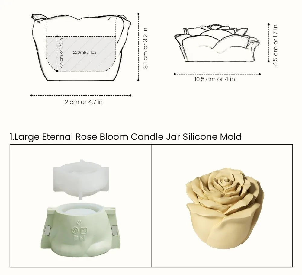 Nicole Eternal Rose Candle Jar Concrete Mold Candle Refill Silicone Mold DIY Handmade Gifts Tools Home Decor