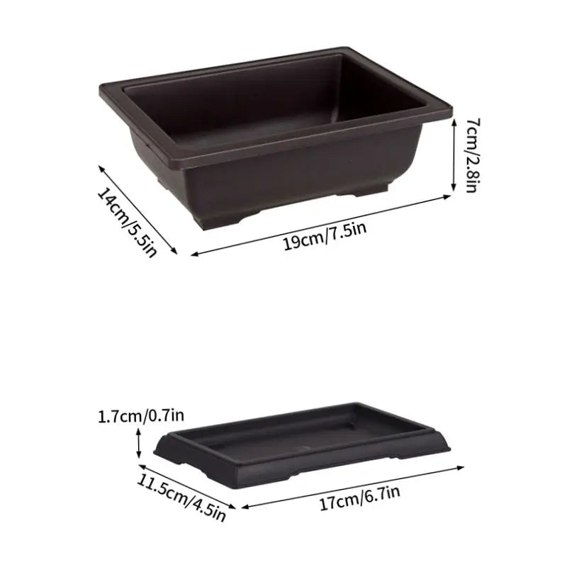 Rectangular Flowerpots Plastic Bonsai Plants Pot Square for Flower Balcony Garden Yard Landscape Bonsai Pot Trays Home Decor