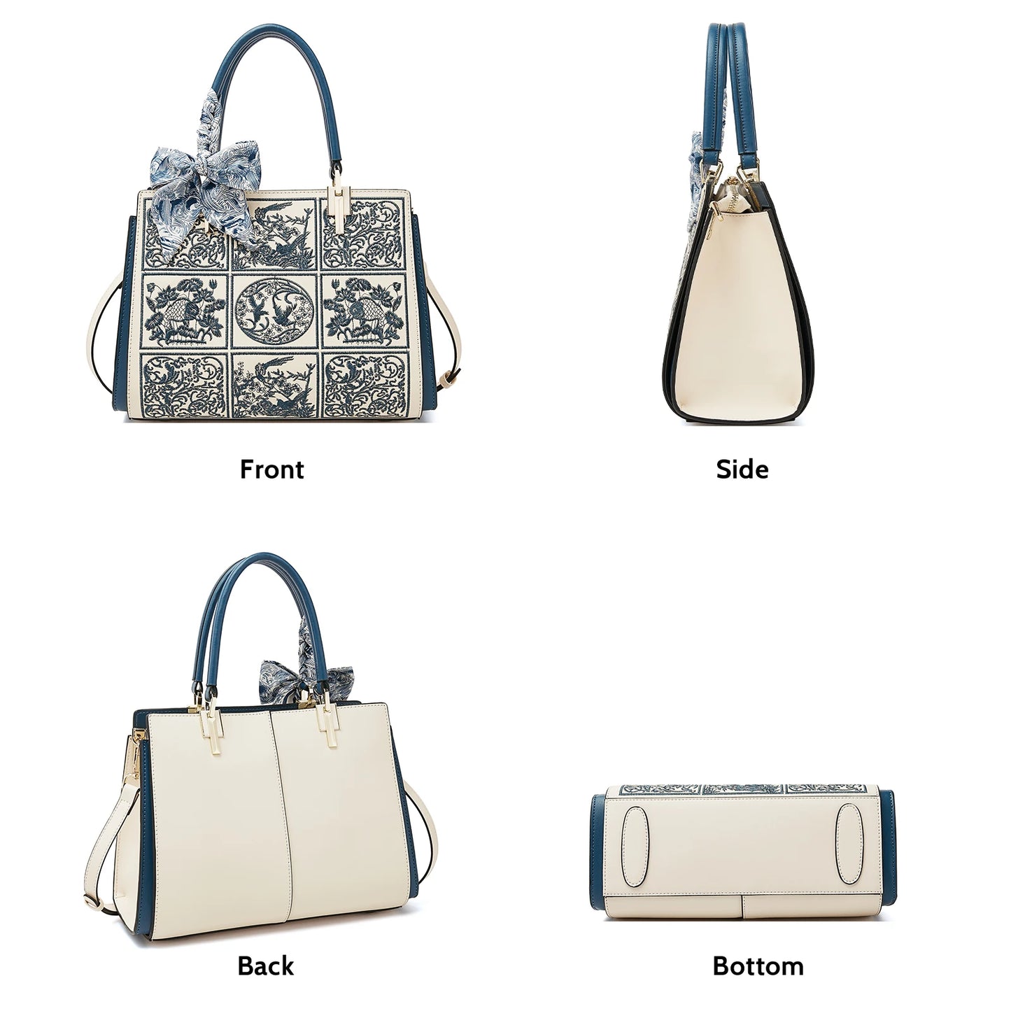 FOXER Split Leather 2026 New Large Tote Handbag Women's Shoulder Bag Chinese Classic Embroidery Best Gift for Mom