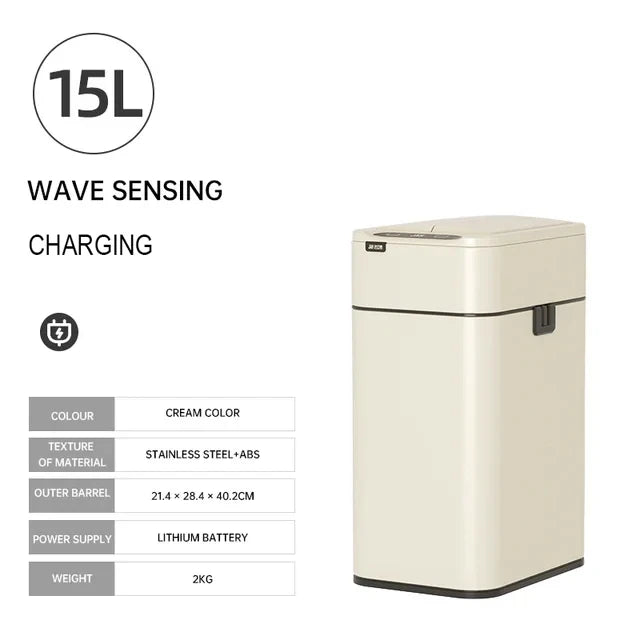 Smart Trash Can 15L 20L 30L 40L 50L 60L Stainless Steel Waste bin High Trash Cans Garbage Bin for Kitchen Trash Can Wastebasket