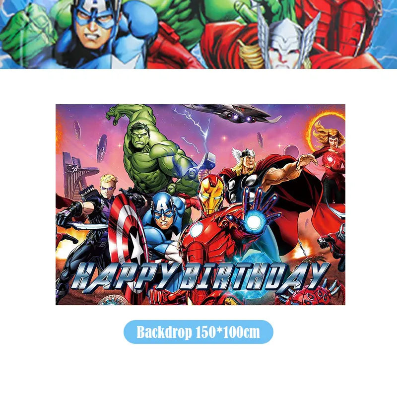 Happy Marvel Theme Avengers Birthday Decoration Set Cups Plates Tablecloth Masks Superhero Balloons Party Supplies Favors Gifts