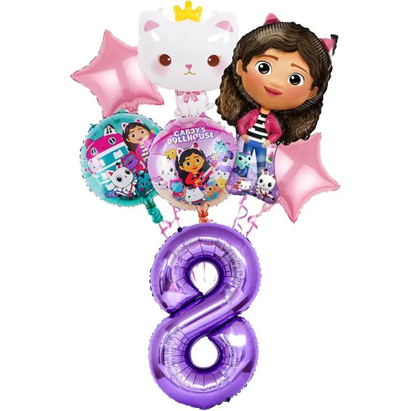 Disney Gabby Dollhouse Birthday Party Decoration Balloon Napkins Children's Disposable Tableware Theme Party Supplies Kids Gifts