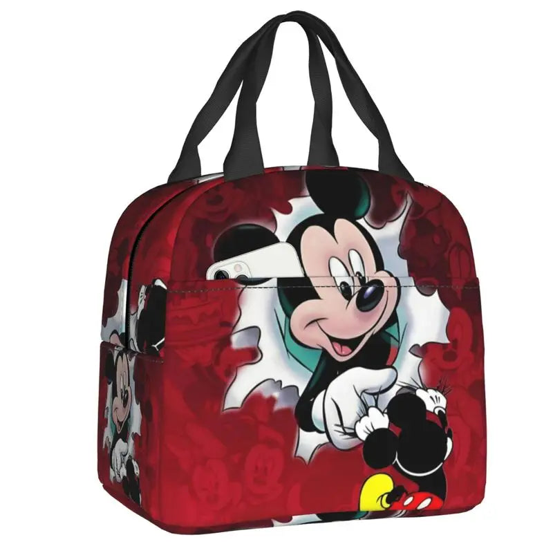 Custom Mickey Pink Minnie Mouse Lunch Bag Women Creative Design Cooler Warm Insulated Lunch Box for Kids School