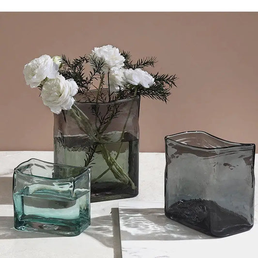 Rectangle Hydroponics Glass Vase Minimalism Flower Pots Decorative Arrangement Desk Decoration Floral Vases Modern Decor