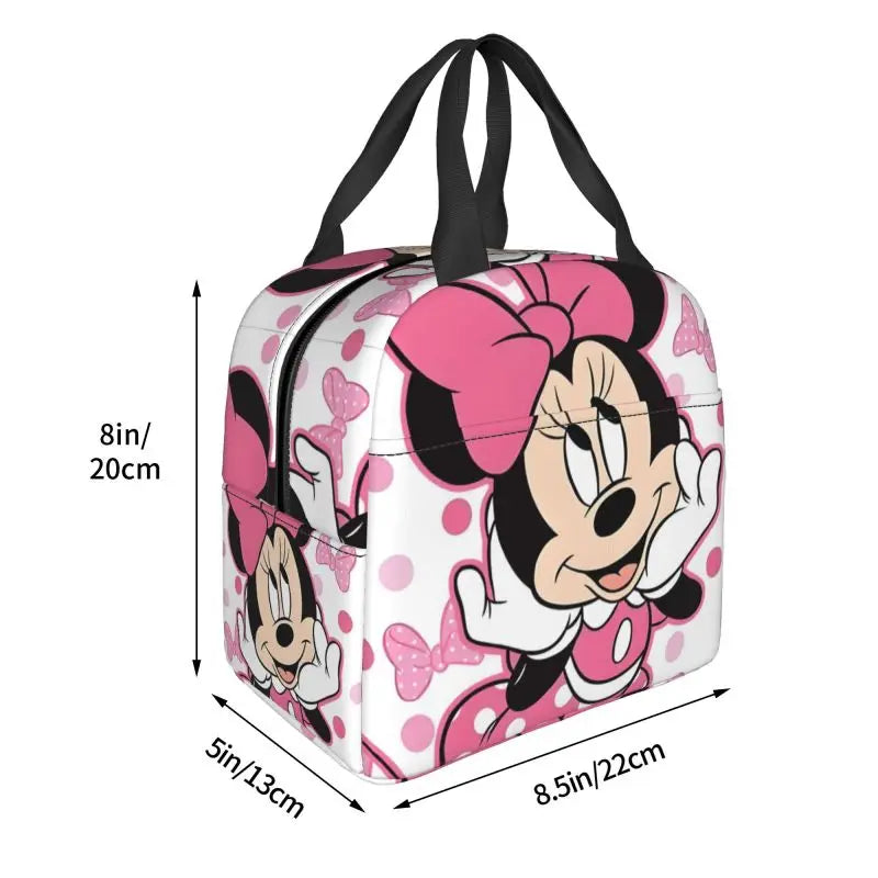 Custom Mickey Pink Minnie Mouse Lunch Bag Women Creative Design Cooler Warm Insulated Lunch Box for Kids School
