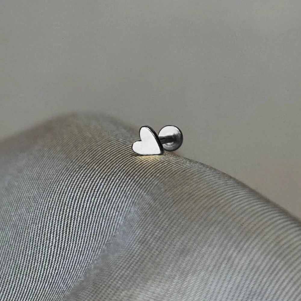 CANNER 1PC 925 Sterling Silver Smooth Love Butterfly Back Stud Earrings For Women Ins 18K Gold Plated Heart-Shape Earrings Gift