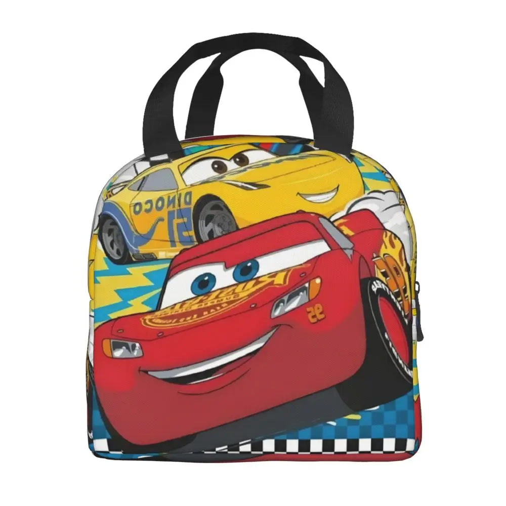 Custom Car 95 Lightning Mcqueen Insulated Lunch Bag for Women Resuable Racing Car Thermal Cooler Bento Box Office Picnic Travel
