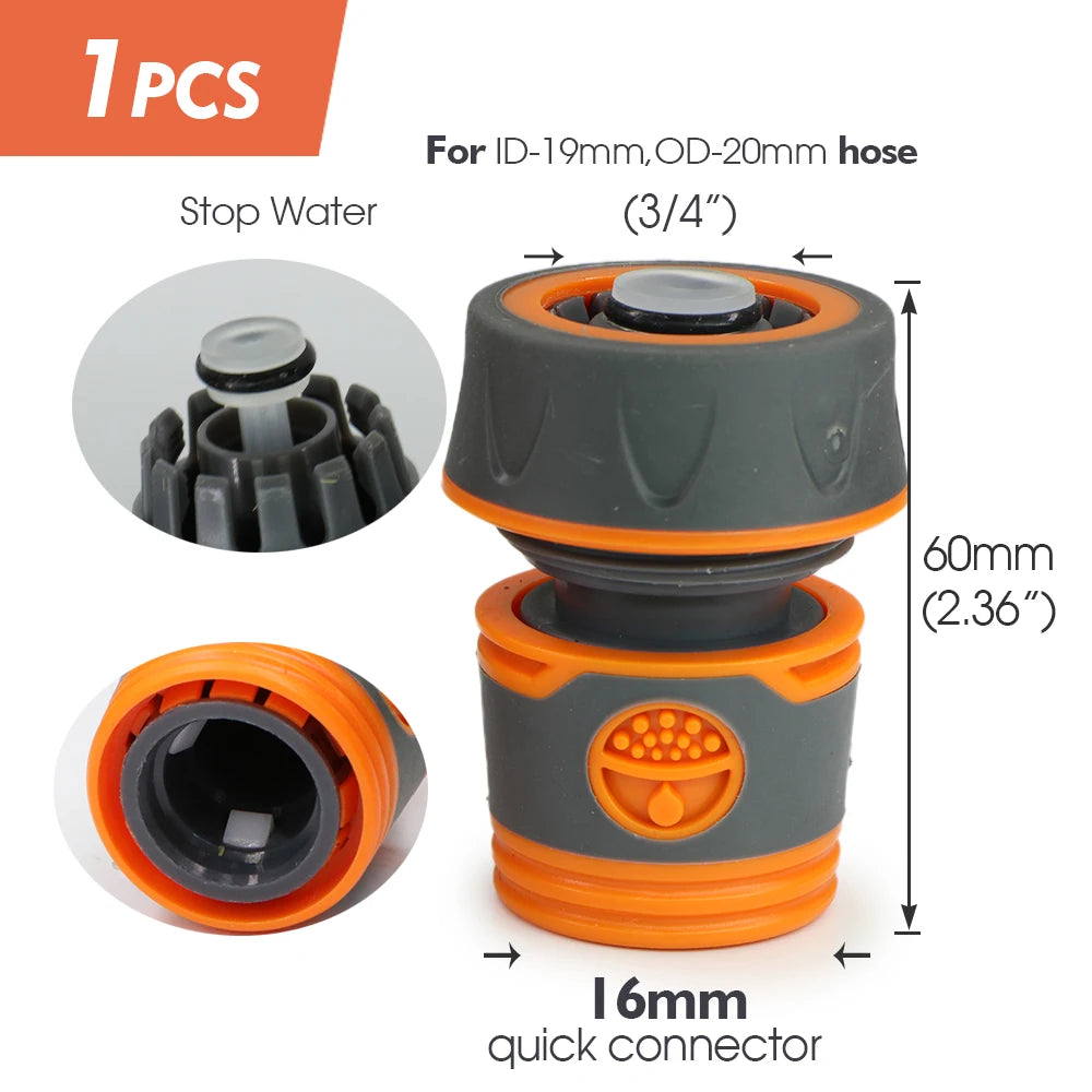 Garden Hose Quick Connector 1/2 3/4 Inch Pipe Coupler Stop Water Connector for Car Wash 20/16mm Irrigation Tube Repair Joints