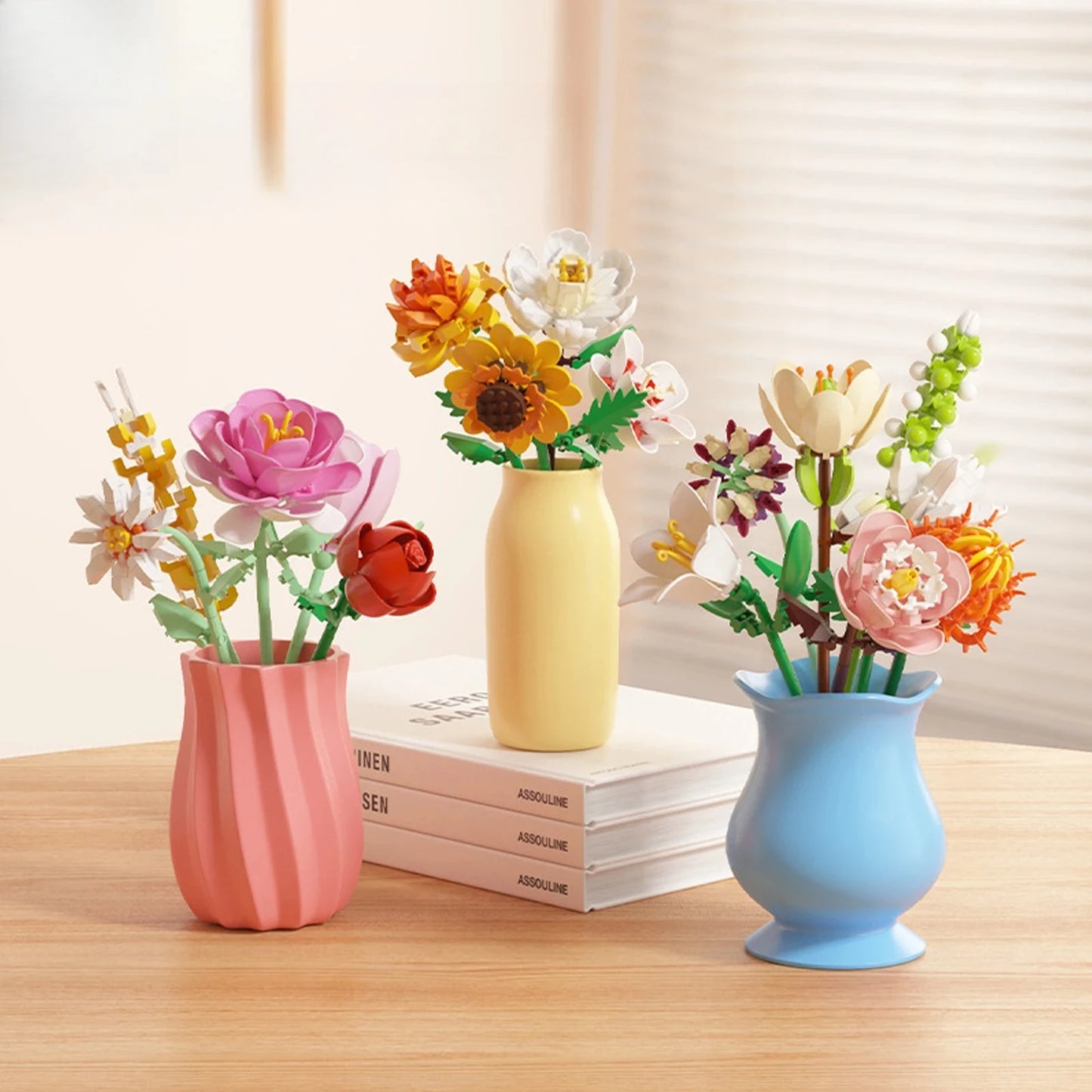 Simulation Flowers Micro Building Blocks Assembly Rose/Sunflower/Tulip/Orchid Eternal Bouquet Home Decor Bricks Toys Girl Gifts