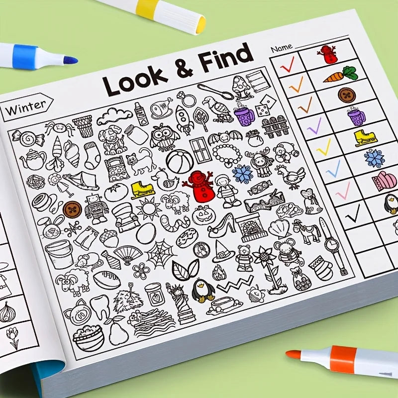 Interactive Memory & Color Recognition Activity Book with Look & Find Games, Sudoku Puzzles, Matching Tasks - Educational for &