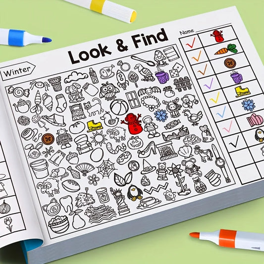 Interactive Memory & Color Recognition Activity Book with Look & Find Games, Sudoku Puzzles, Matching Tasks - Educational for &