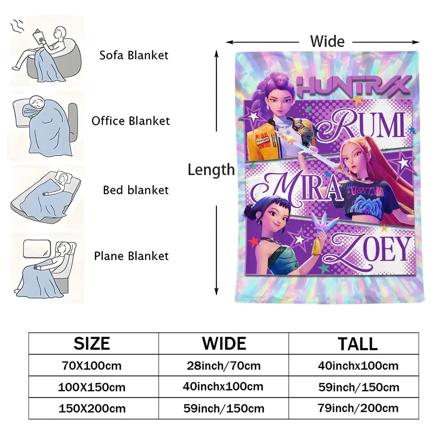K Pop Demon Hunters Huntrix Blanket Hot Anime Flannel Throw Anime Fan Gift for Travel Camping Sofa Bed Cover Living Room Decor