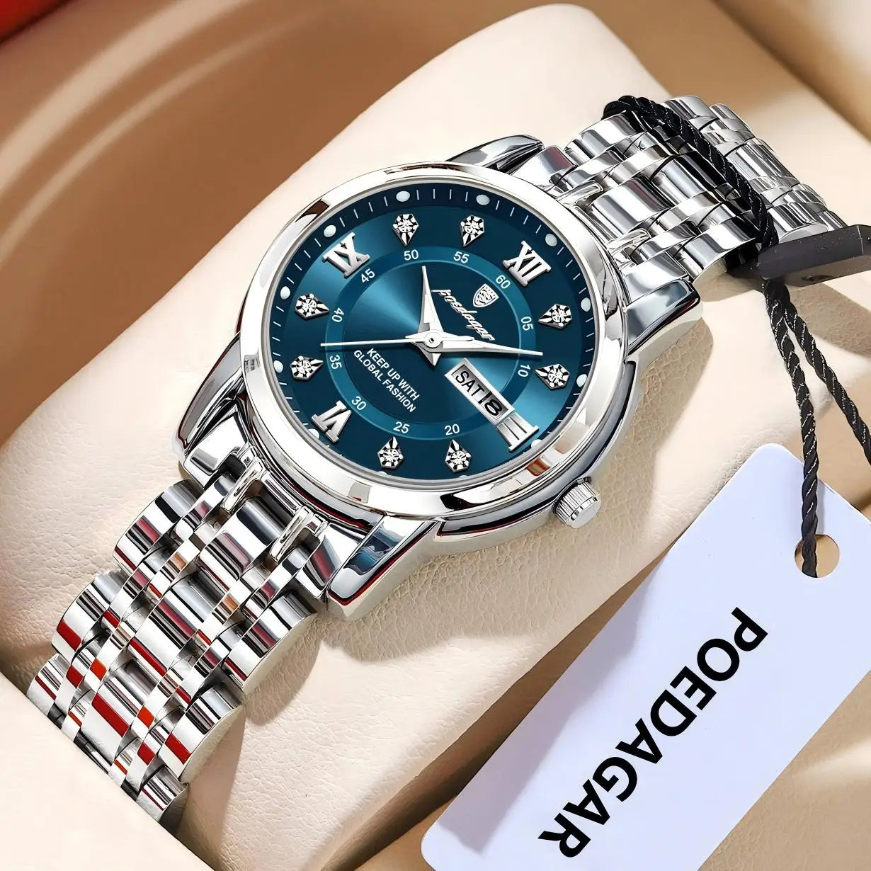 POEDAGAR Luxury Women Wristwatch Waterproof Luminous Date Week Women's Watches Stainless Steel Elegant Dress Quartz Ladies Watch