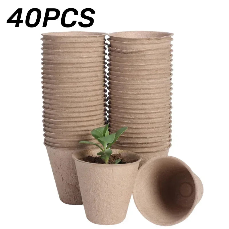Peat Pots Biodegradable Transplanters Pulp Paper Flower Plant Seedlings Pots Seed Germination Tray Eco Garden Starter Kit