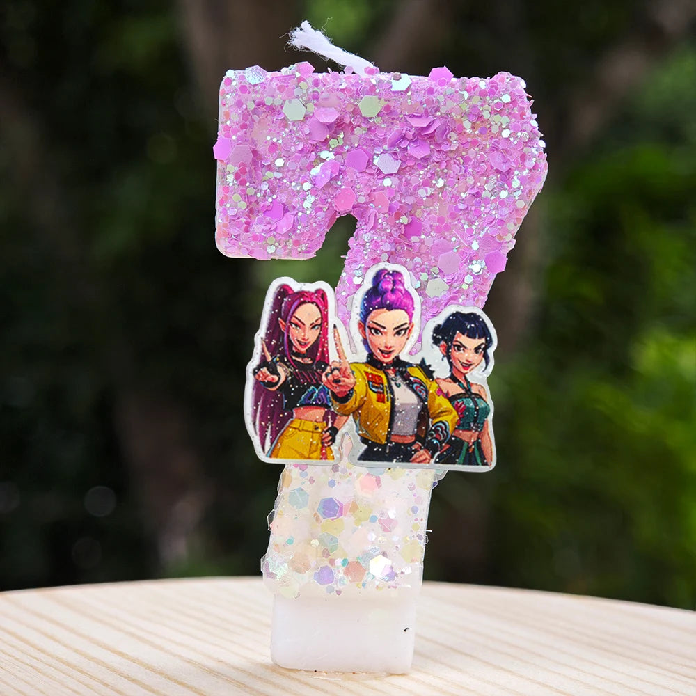 Kpop Demon Hunters Candle Number 0-9 Soccer Candle Cake Decoration Birthday Party for Kids Baby Shower Decor Gift