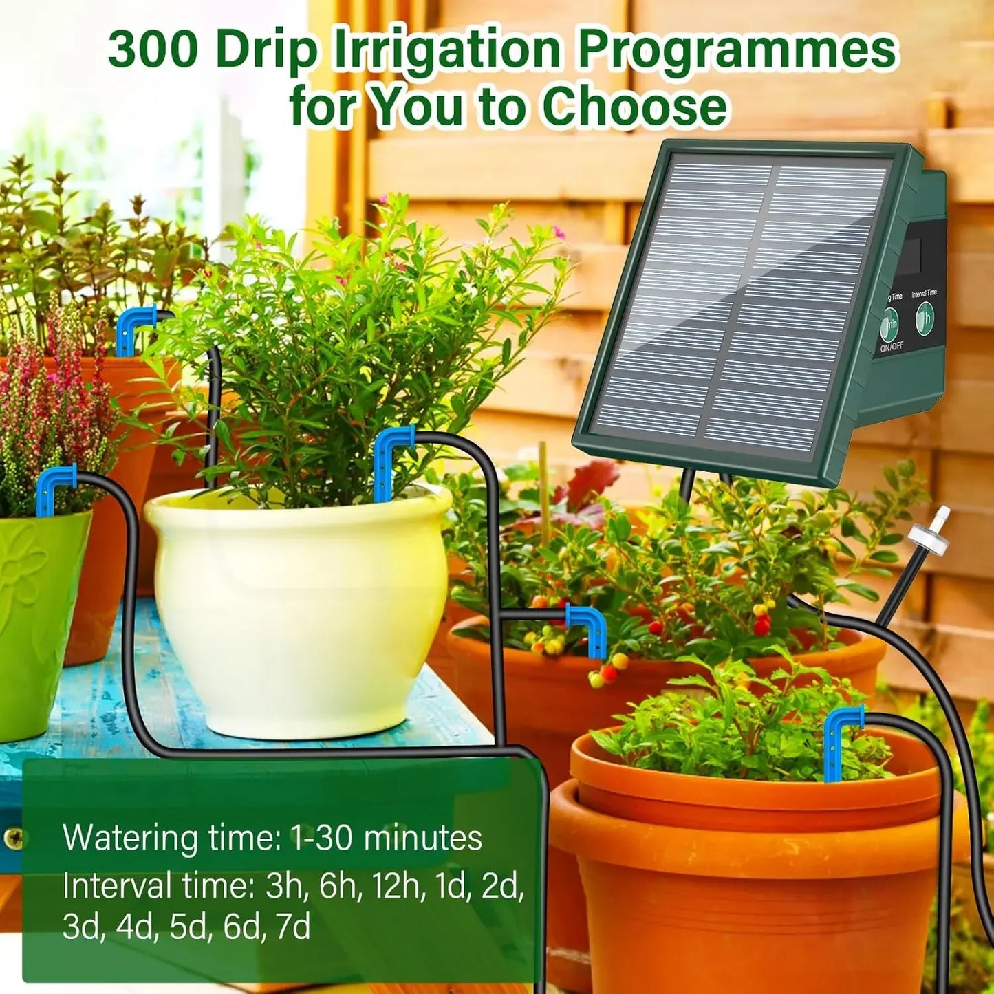 Solar Irrigation System for Garden Balcony Automatic Drip Irrigation DIY Garden Watering System Drip Hose Irrigation Outdoor Use
