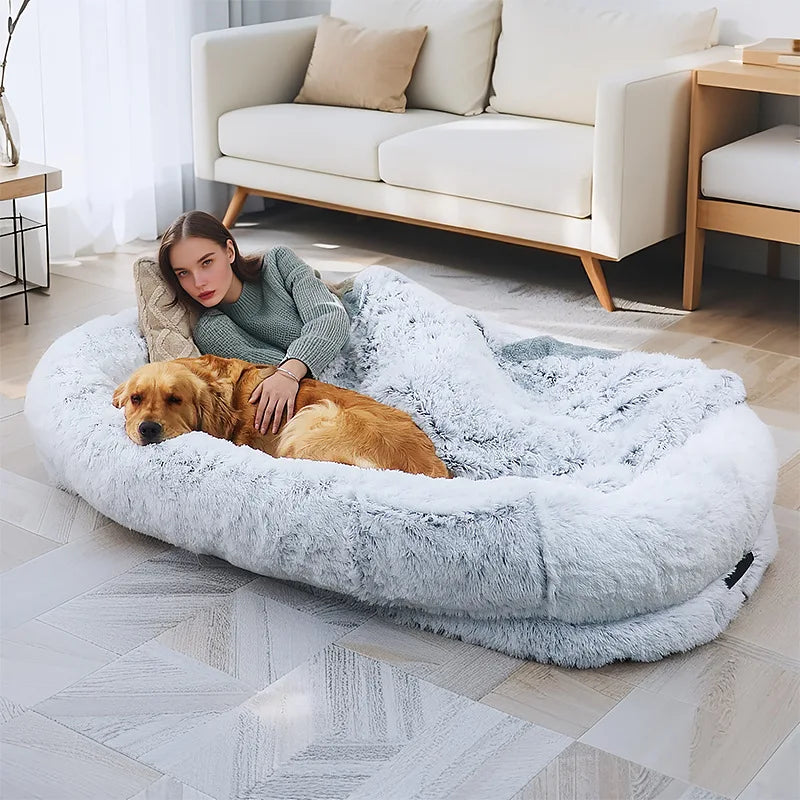 Large pet dog luxury sponge bed for human use, giant pet cat dog bed, shared leisure luxury dog bed for pets and people